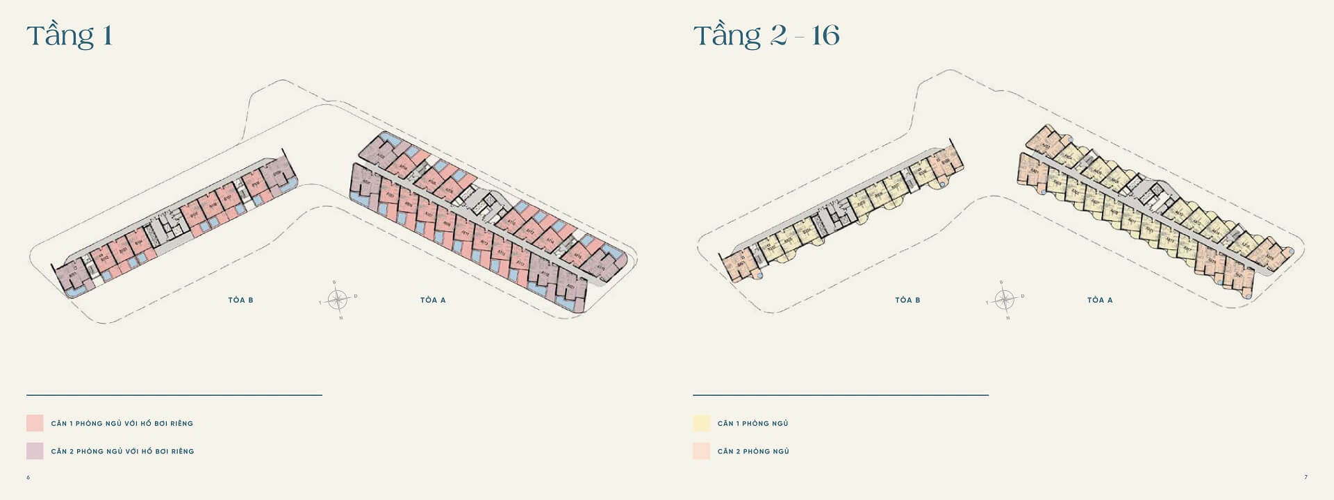 Layout thiết kế tầng 1 đến tầng 16